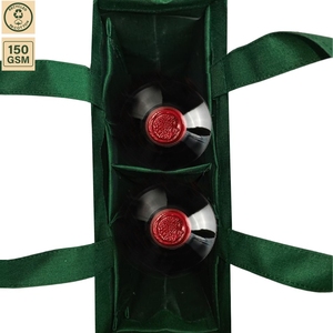 Sac cadeau en toile de coton pour bouteille de vin, emballage cadeau pour vin, 17x36x9,5 cm, logo personnalisé, vente en gros, OEM, marque privée, modèle SS504-2 - Product Image 3