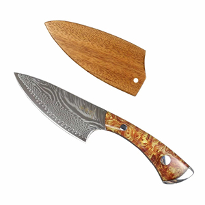 Couteau à fruits en acier Damas de 5 pouces, couteau de chef pour la viande et les légumes, avec étui, pour le camping, le filetage du poisson, outil de cuisine - Product Image 6