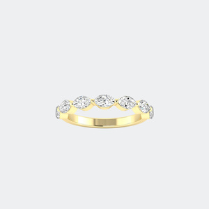 1.00CTW Marquise Cut Lab Grown Diamond Half Eternity <b>Ring</b> 14K <b>Gold</b> VVS2 EF Prong <b>Set</b> Stackable Wedding Band Brilliant Jewelry - Product Image 4