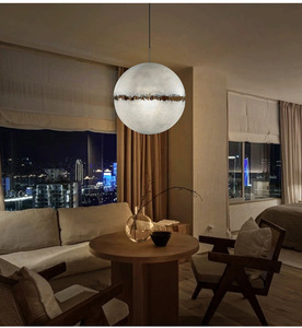 Lámpara de Techo Colgante LED Ovalada de Luna Llena Nórdica, Regulable, para Sala de Estar, Restaurante, Dormitorio, Bar, Mesa - Product Image 4