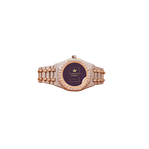 Luxury Antique Tow Tone Gold Moissanite Round Shape Cut Diamond Fashion Simple Men's Watch Case Quartz Movement Water - Product Image 1