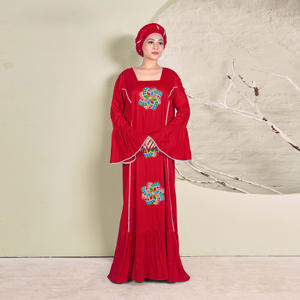 Caftán bordado en rayón con diseño de motivos llamativos, dobladillo fruncido, mangas acampanadas anchas y elegante silueta de longitud completa. - Product Image 4