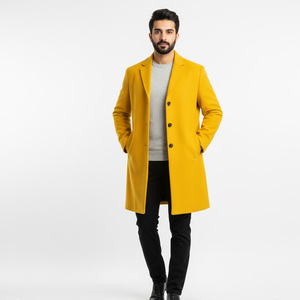 Elegante Abrigo Largo de Invierno para Hombre, con Doble Cuello, de Lana, Transpirable, con Ribete de Piel, Cálido, Talla Grande, Impermeable, con Cinturón, Color Gris - Product Image 2