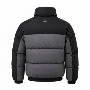 Blouson matelassé pour homme noir et gris, col montant, fermeture éclair, manteau d'hiver chaud, décontracté, streetwear, personnalisable, marque privée - Product Image 2