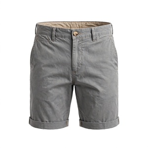 Shorts Bermuda Gris pour Homme, Taille Élastique Mi-Haute, Imperméables, en Polyester/Coton, Couleur Unie, Tissu Tricoté, avec Poches - Product Image 1