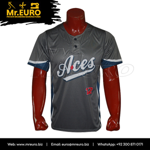 Camiseta de Béisbol Sublimada Personalizada Aces Unisex de Manga Corta, Absorbente de Humedad, Antibacteriana, Cuello en V, Ropa Deportiva de Poliéster para Equipo - Product Image 5