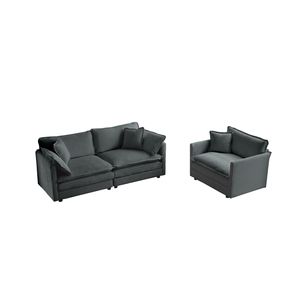 Set Divano a 2 Posti e Poltrona Decorativa, 2 Pezzi, in Ciniglia Imbottita per Soggiorno, Set di Sedie Confortevoli - Product Image 6