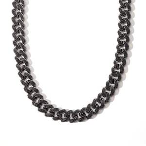 Nueva Cadena Cubana Miami Ajustable de 20mm con Cierre de Resorte, Moissanita Negra, Baño de Rodio, Plata Esterlina, Estilo Hip Hop Bling Iced - Product Image 4