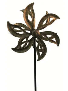 Molinillo de Viento Metálico para Decoración de Jardín con Estaca, Forma Irregular, Acabado Cepillado, Resistente a la Intemperie, Tema Natural Moderno - Product Image 2