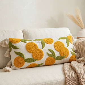 Zigzag Tufted Pillow <b>Cover</b> 20x20 Custom Size Sustainable Premium Decorative <b>Throw</b> Floor Pillow Boho Chenille Tufting for <b>Sofa</b> - Product Image 3