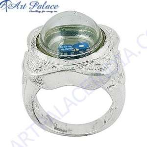 Elegante anillo fino de cristal para juegos de plata de ley 925 Joyería única - Product Image 1