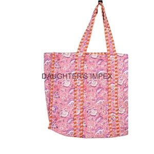 Bolso de Mano Grande de Algodón Acolchado con Diseño Floral para Mujer, Elegante y Ecológico, Estampado a Mano, Vintage, Moda de Compras para Mujer - Product Image 3
