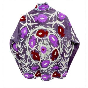 Classy <b>Corduroy</b> <b>Jacket</b> Floral Embroidery For Women's Turn-down Collar Full Sleeve Spring Zipper Closure - Product Image 3