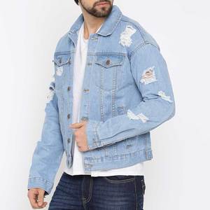 Veste en jean pour homme à imprimé palmier, design basique, effet usé, collection hiver, broderies personnalisées, prix abordable - Product Image 1