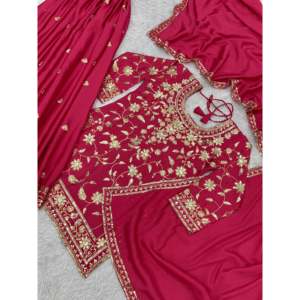 ชุดพลาซโซและ dupatta ที่สวยงามของผู้หญิงพร้อมงานปักลำดับ - Product Image 5