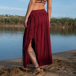 Falda Larga con Flecos para Festival, Estilo Bohemio Tribal, con Detalles de Flecos Fluidos, a Precio de Mayoreo - Product Image 2