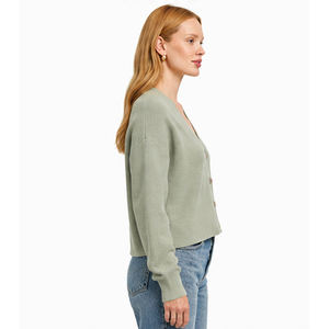 Cárdigan de Invierno para Mujer, Cuello Redondo, Botones, Color Sólido, Manga Larga, Estilo Casual, Tejido de Punto, 100% Acrílico, Largo Regular, Estilo Urbano - Product Image 1