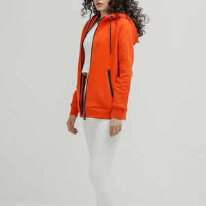 Women's Casual Outdoor Zip-Up Hoodie Solid Color Full Sleeve Custom Heavyweight Breathable Winter Zipper Hoodie - Product Image 6