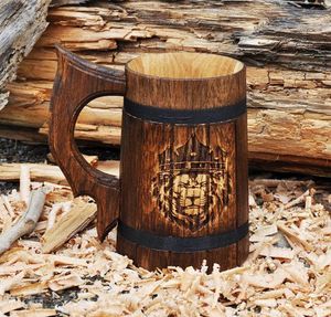 Mug à boire Viking en chêne rustique - Product Image 1