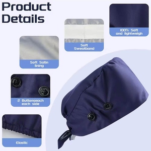 Meilleures ventes : Bonnets chirurgicaux unisexe en coton blanc uni, élastiques réglables, avec logo personnalisé, pour médecins, infirmières, dentistes, hôpitaux - Product Image 2