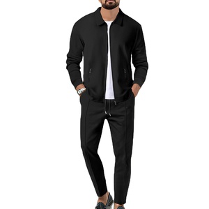 New Men Coat Pants 2 Piece Sets Men Casual Streetwear Blank Tracksuits Zip Neck T <b>Shirts</b> Track Suit Long Sleeve Men's Set - Product Image 4