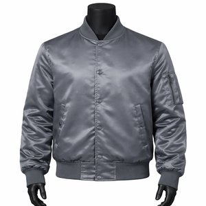 Veste en satin pour homme, taille adulte, style tendance, vente chaude, veste d'hiver en satin gris, respirante et confortable - Product Image 1