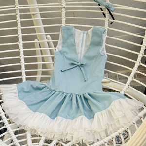 Robe de princesse mignonne à col licou brodée de fleurs pour filles, en gaze à sequins, écologique, pour usage quotidien et fêtes - Product Image 1