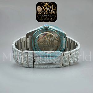 Blue Dial Diamond Chronograph <b>Watch</b> Hip Hop Iced Out <b>Watch</b> Luxury Stainless Steel Timepiece Fashion Jewelry Daily Fashion Use - Product Image 4