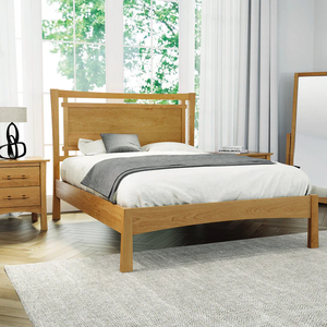 Wholesale Contemporary Solid Wood <b>Bed</b> | Horizontal Slat Headboard <b>Platform</b> <b>Bed</b> Frame - Product Image 1