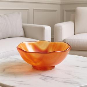 Cuenco de Resina Hecho a Mano, Diseño Marmoleado Azul y Blanco, Estilo Oriental, Plato para Servir con Acabado Bajo Esmalte, para Exhibición de Alimentos, Regalos, Utensilios de Cocina - Product Image 4