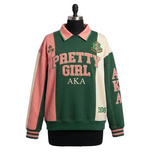 เสื้อสเวตเตอร์บล็อกสีเขียวชมพูผู้หญิงคอกลมแขนยาวสาวสวยกราฟิกพูลโอเวอร์ลำลองแฟชั่นสไตล์พรีปปี้เครื่องแต่งกาย - Product Image 3