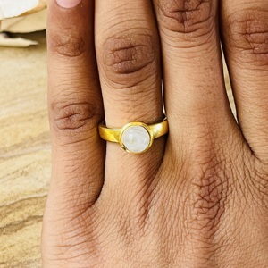 Trendy wholesale Moonstone Brass <b>Ring</b> 18k Gold Plated <b>Statement</b> Bohemian Vintage <b>Ring</b> Handmade <b>Ring</b> For Women Solitaire <b>Ring</b> - Product Image 5