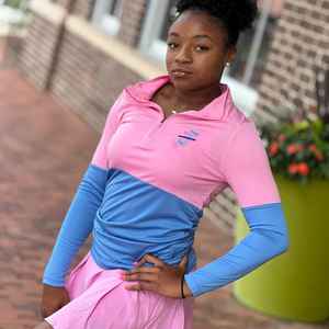 Pull tricoté décontracté bicolore à col zippé pour femmes Jack and Jill, avec logo personnalisé, blocs de couleur, vente en gros OEM - Product Image 2