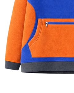 Sweat-shirt d'hiver surdimensionné en polaire bleu roi et orange pour femme avec col à boutons et poche kangourou – Fabricant sur mesure - Product Image 6