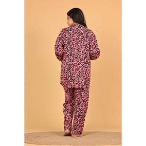 Conjunto de Pijama de Mujer en Polycrêpe con Estampado Floral, Suave y Transpirable, de Manga Larga, Cierre con Botones, Informal, para Verano/Invierno - Product Image 4
