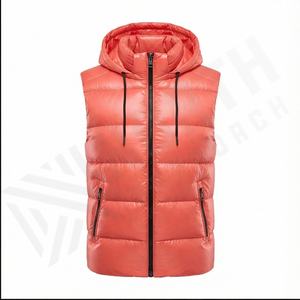 Custom Logo Men's Puffer Vest Lightweight Sleeveless Winter Warm Coat <b>Hoodie</b> Shiny Puffer Jacket Mens Fashion - Product Image 2