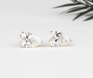 2.0 Ct Pear Cut Diamond <b>Stud</b> Earrings 14K Gold Rhodium Plated Luxury Minimalist 3-Prong Martini <b>Studs</b> Party Gift Her - Product Image 6
