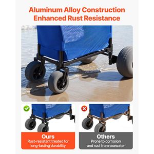 Carreta de Playa Plegable con Ruedas de 12 Pulgadas Resistentes, Capacidad de Carga de 165 Libras, Ruedas Grandes, Carrito de Almacenamiento para Arena, para Camping - Product Image 4