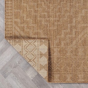 Tapis géométrique moderne rectangulaire en polypropylène, tissage plat, résistant aux taches, à poils fins, pour extérieur - Product Image 3