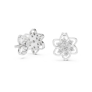 Boucles d'oreilles rondes en diamant Moissanite, forme de fleur, à pression, pour femmes, à porter au quotidien, cadeau d'anniversaire pour femme - Product Image 3