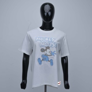 เสื้อยืดคอกลมแขนสั้นทรงโอเวอร์ไซส์ผ้าเจอร์ซีย์สีขาว 100% ผ้าฝ้ายปักโลโก้แบบสั่งทำพิเศษสำหรับผู้หญิง - Product Image 1