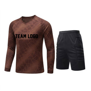 Ensemble de maillot de football unisexe à manches courtes, marron uni/avec impression du nom de l'équipe, évacuation de l'humidité, antibactérien, respirant, coupe athlétique - Product Image 1