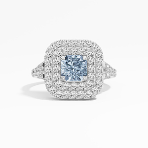 Anillo de Moissanita Certificada con Engaste de Puntas Radiantes Cuadrado Azul de Inspiración Vintage, 1.75 Ctw, para Mujer, en Oro de 10K, 14K, 18K con Baño de Rodio - Product Image 1