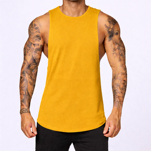 Débardeur de sport en polyester pour homme, sans manches, pour la musculation, le fitness, la course à pied, avec logo personnalisé sur le devant, respirant - Product Image 3