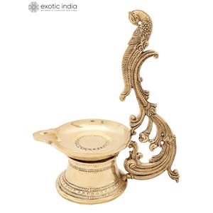 Lampe de mèche de perroquet en laiton superfin de 9 pouces faite à la main article gravé pour cadeaux de décoration intérieure fabriqué en Inde - Product Image 4