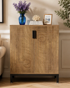 Meuble de rangement moderne en bois, buffet avec portes doubles et base métallique pour la maison - Vente en gros usine - Product Image 1