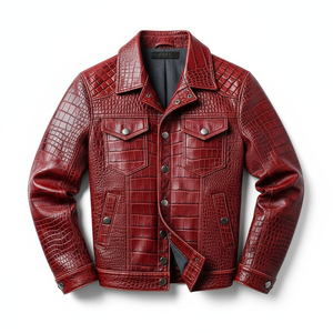 Blouson en cuir moderne pour homme avec détails en toile, imperméable, respirant, coupe-vent, écoresponsable, fermeture éclair, durable, décontracté, OEM, devant - Product Image 1