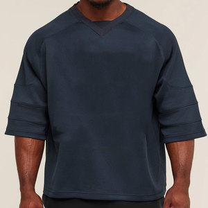 เสื้อยืดคอวีผ้าตาข่ายทรงหลวมสำหรับผู้ชาย ไซส์ใหญ่ 200 กรัม สีพื้น ผ้าฝ้าย แห้งเร็ว ระบายอากาศดี ลดราคาจากโรงงาน รับผลิตตามแบบ - Product Image 4