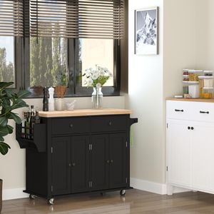 Carrello da Cucina Moderno con Ripiani Regolabili in Rovere, Ruote, Porta Spezie e Piano in Legno di Gomma - Isola da Cucina Facile da Spostare - Product Image 2