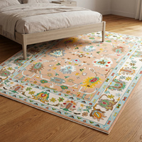 Tapis Oushak de luxe en laine nouée à la main, couleur pêche ivoire, motif floral classique, tissage plat doux, durable, pour salon et chambre à coucher